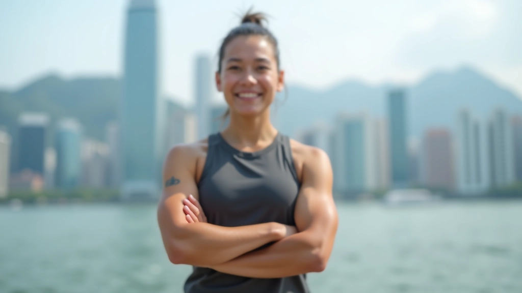 Fitness instructor leading outdoor training class in Hong Kong waterfront area with participants