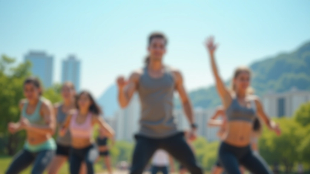 Active group doing outdoor fitness in a Hong Kong park
